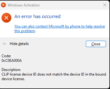 windows change product key issue - Microsoft Q&A