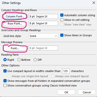 All the emails in my inbox appear small. How to i enlargen how they ...