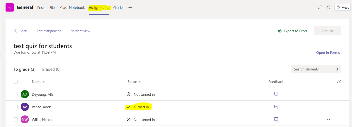 Quizzes Created in Assignments Tab, then embedded into Class Notebook ...