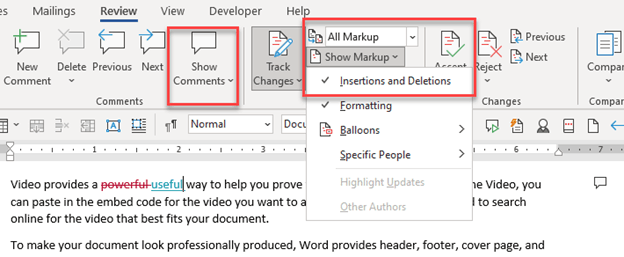 Printing or saving a Word mark up to PDF so that insertions and ...