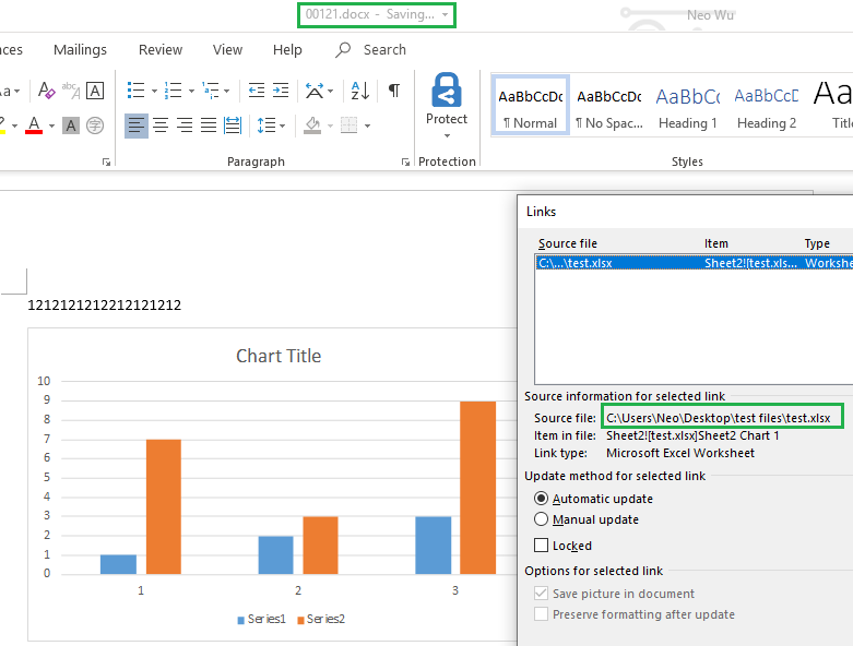 Linking Charts Between Excel and Word Using OneDrive - Microsoft Q&A