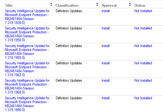Clients in WSUS at 99% due to Mircosoft Defender updates Not installing ...