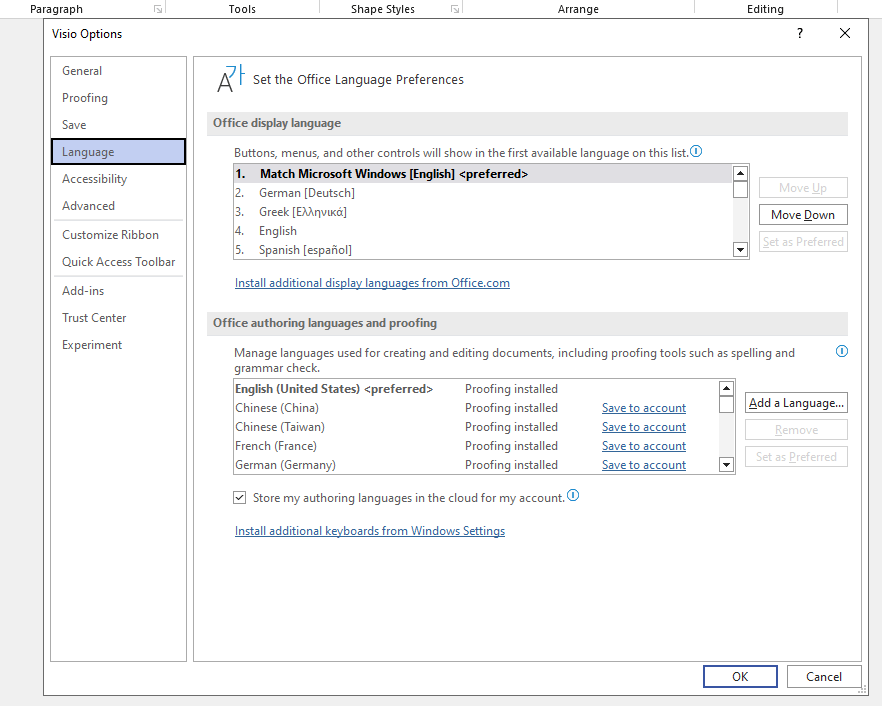 How can I set the default proofing language in Visio - Microsoft Q&A