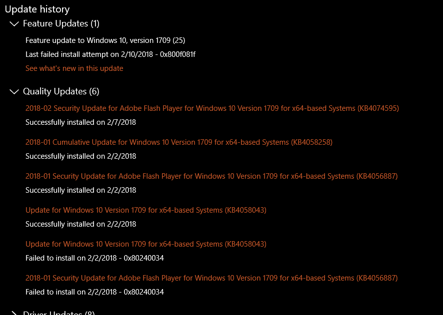 Feature update to Windows 10, version 1709 - Error 0x800f081f ...