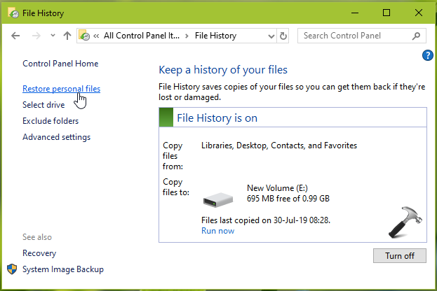 How To Backup Using File History In Windows 10