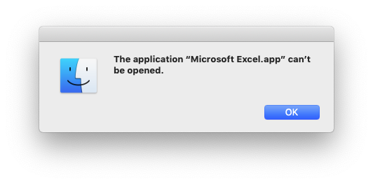 Error: The application Microsoft Excel.app can't be opened - Microsoft Q&A