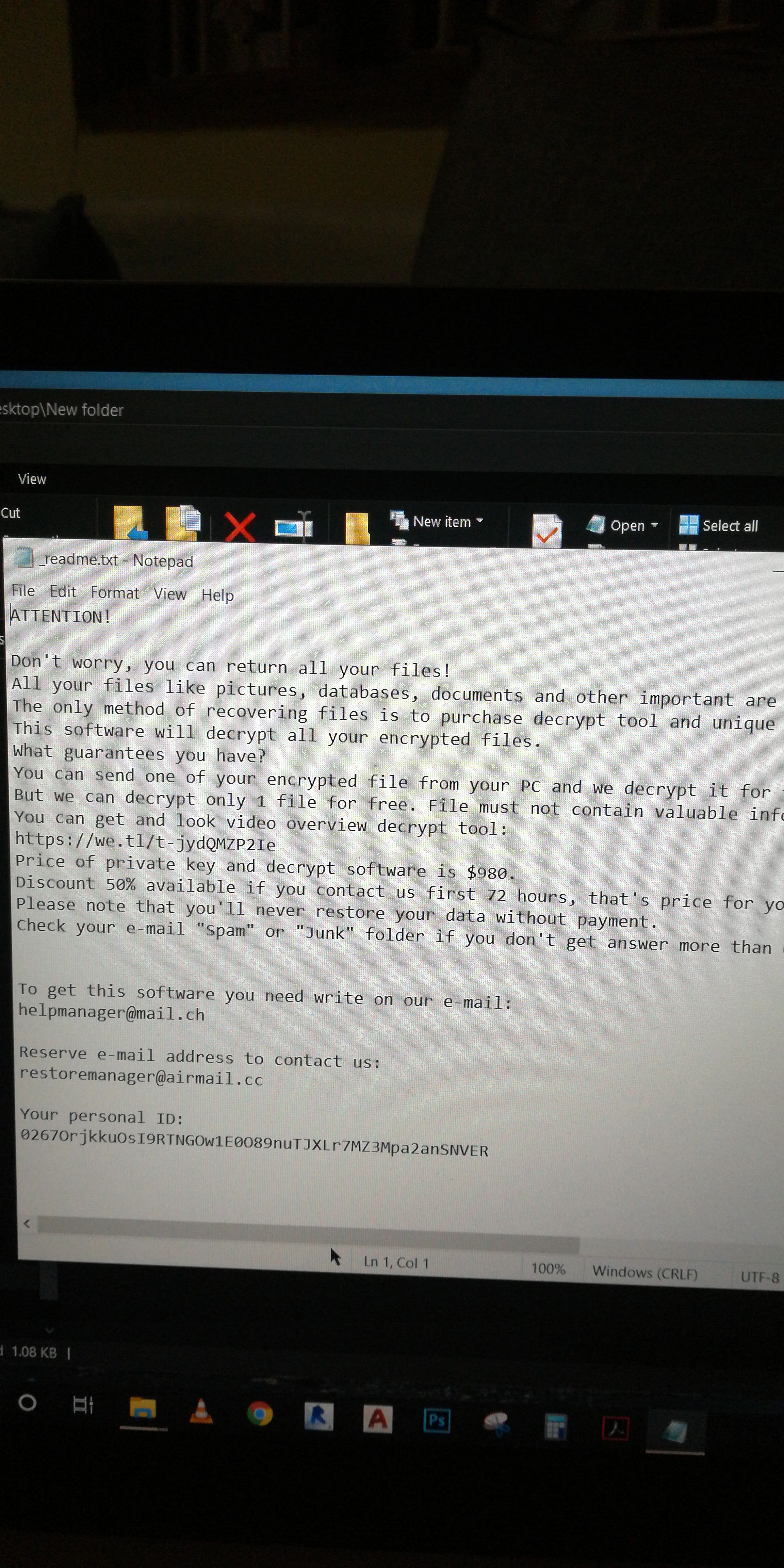 I have infected with Ransomware where it changes file extensions to ...