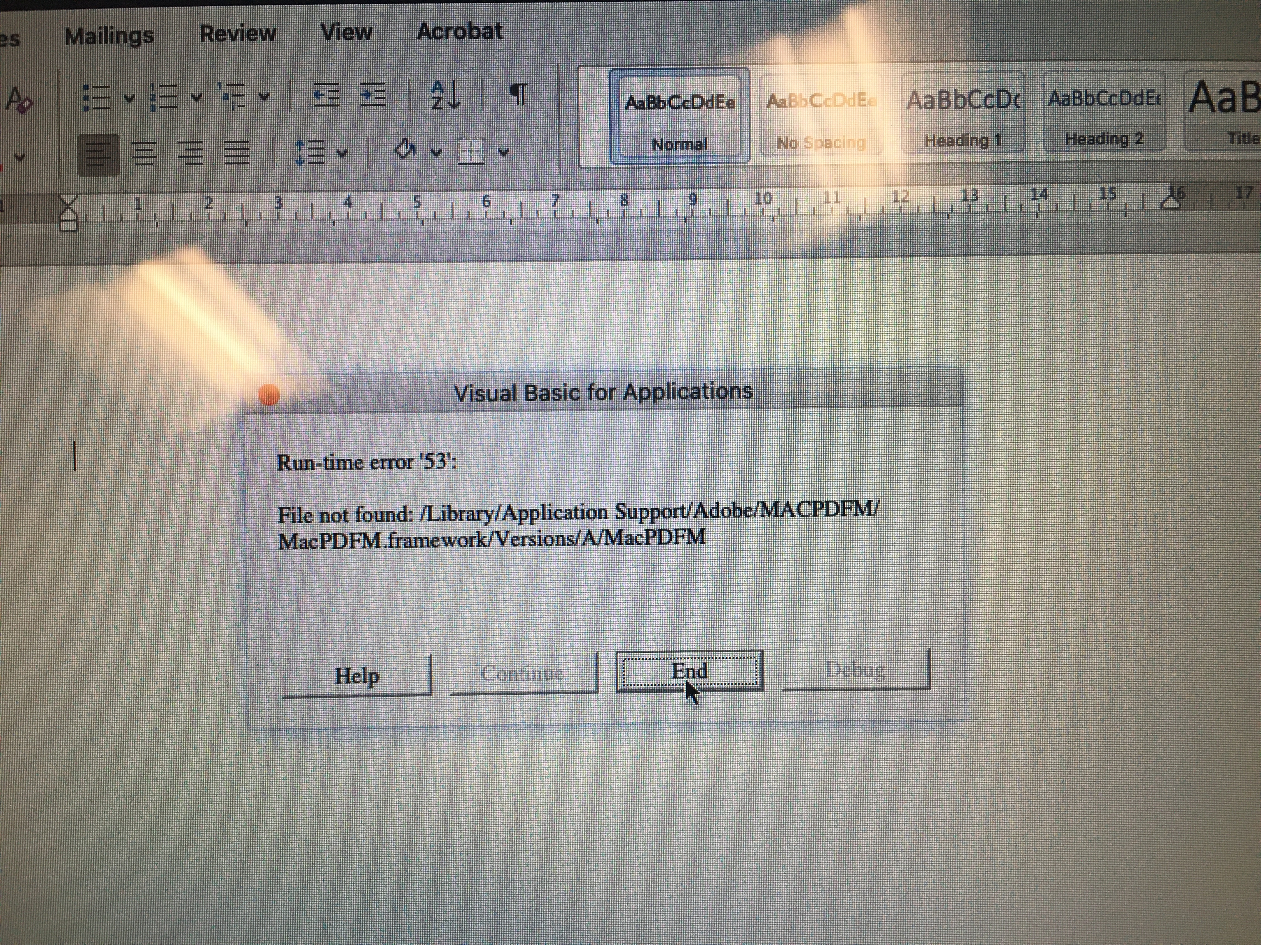 Run time error 53 in Word for Mac - Microsoft Q&A