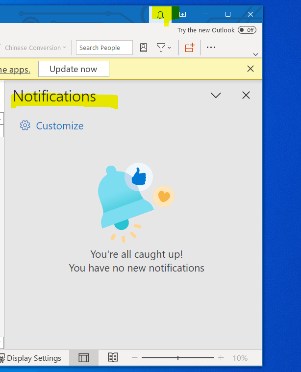 The notifications ribbon does not show any notifications - Microsoft Q&A