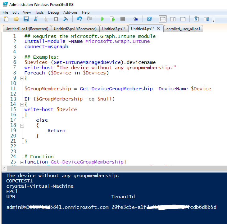 Export Intune devices NOT enrolled in any Group Memberships Microsoft Q&A
