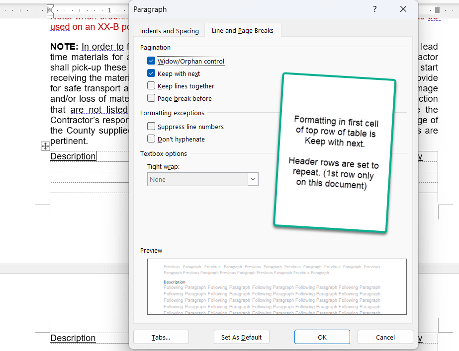 Table Moves to Next Page - Microsoft Q&A