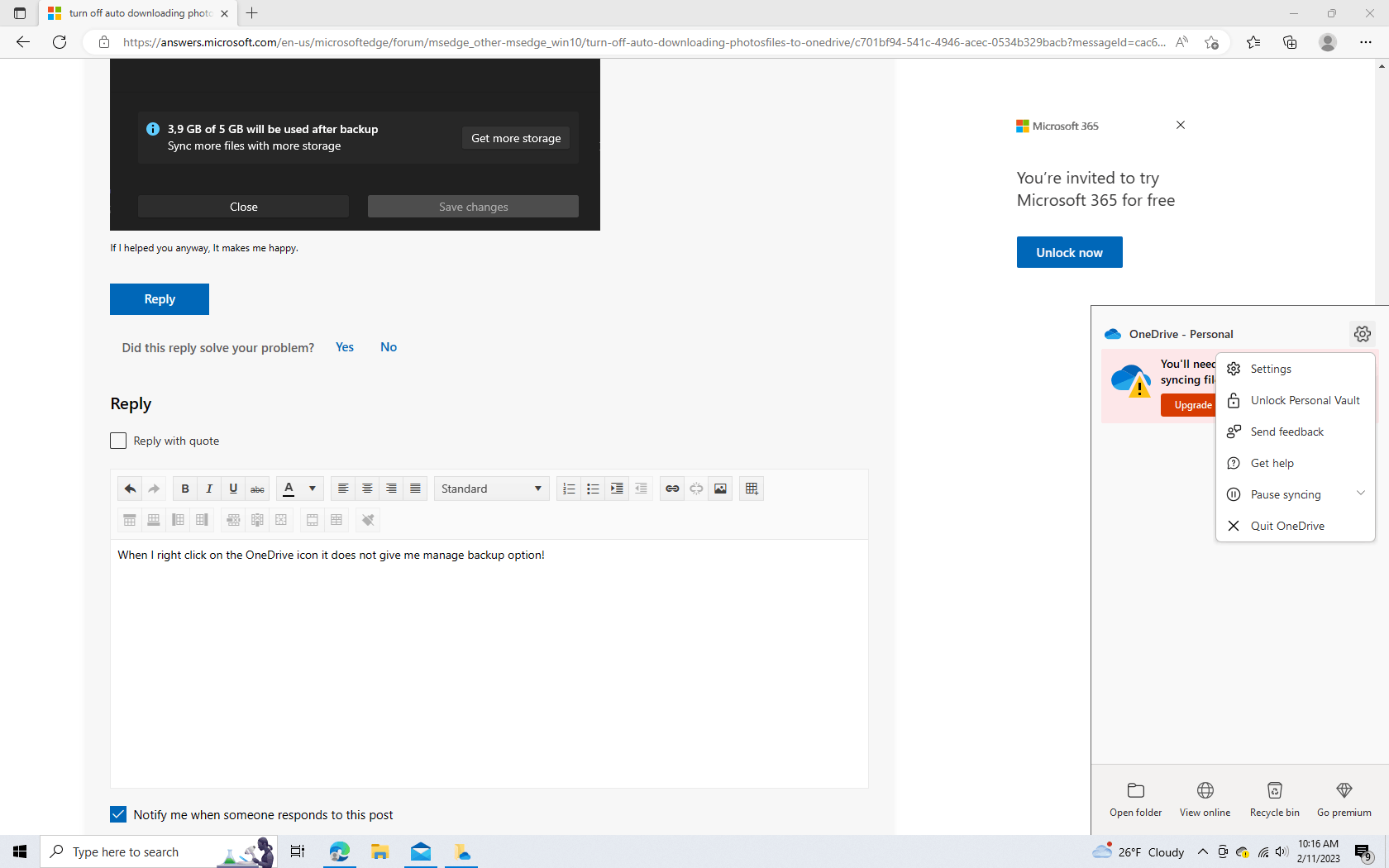 turn off auto downloading photos/files to onedrive - Microsoft Q&A