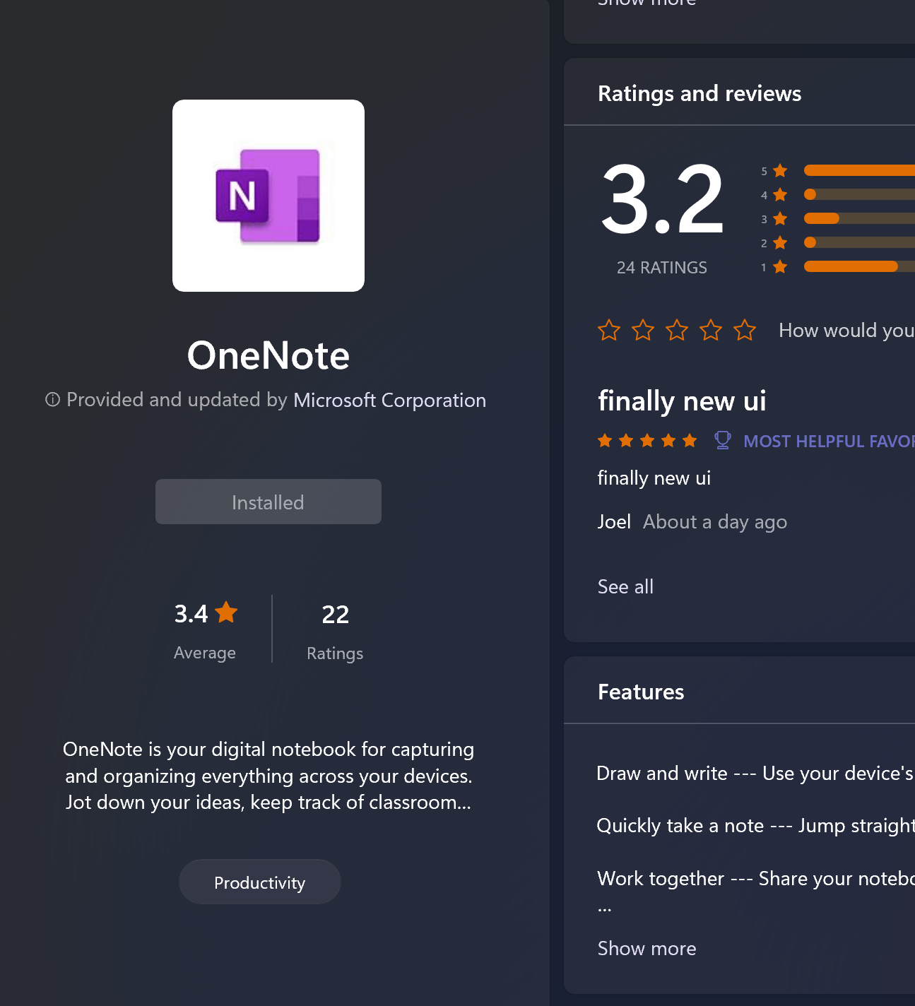 The new onenote 2022 version 
