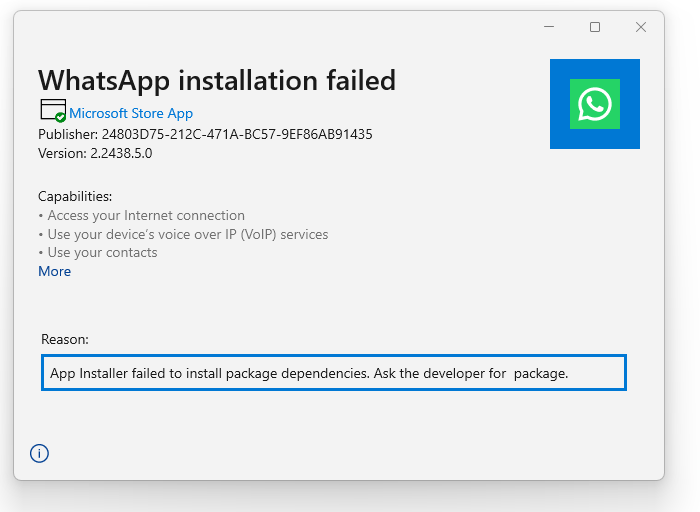 I could not install any app from my windows 11 microsoft