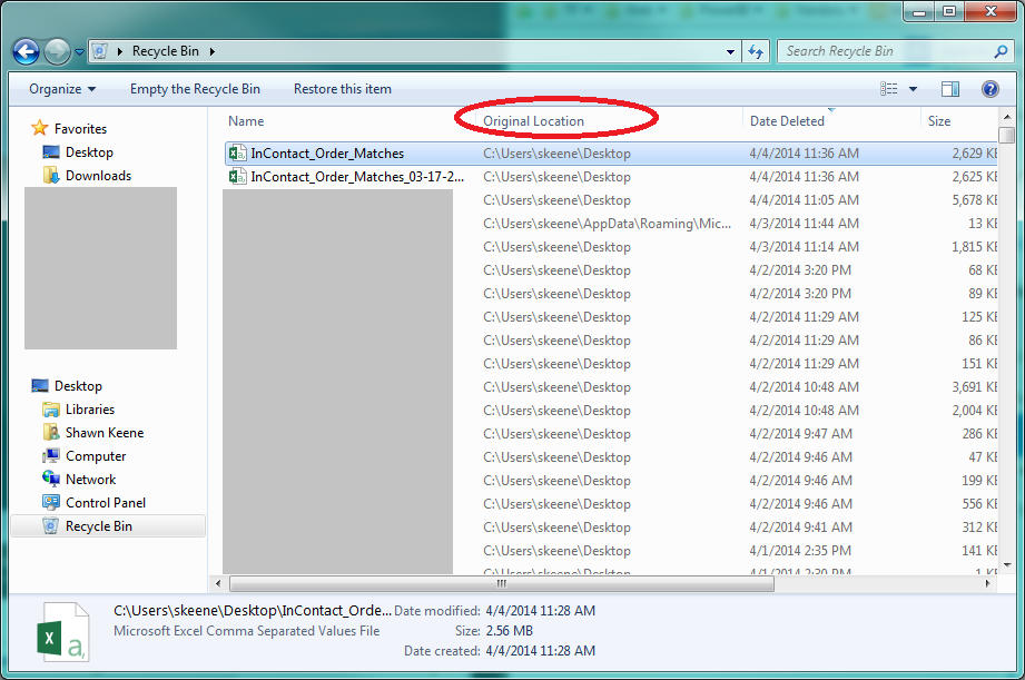 How to Find the source location of a file in recyclebin? - Microsoft Q&A