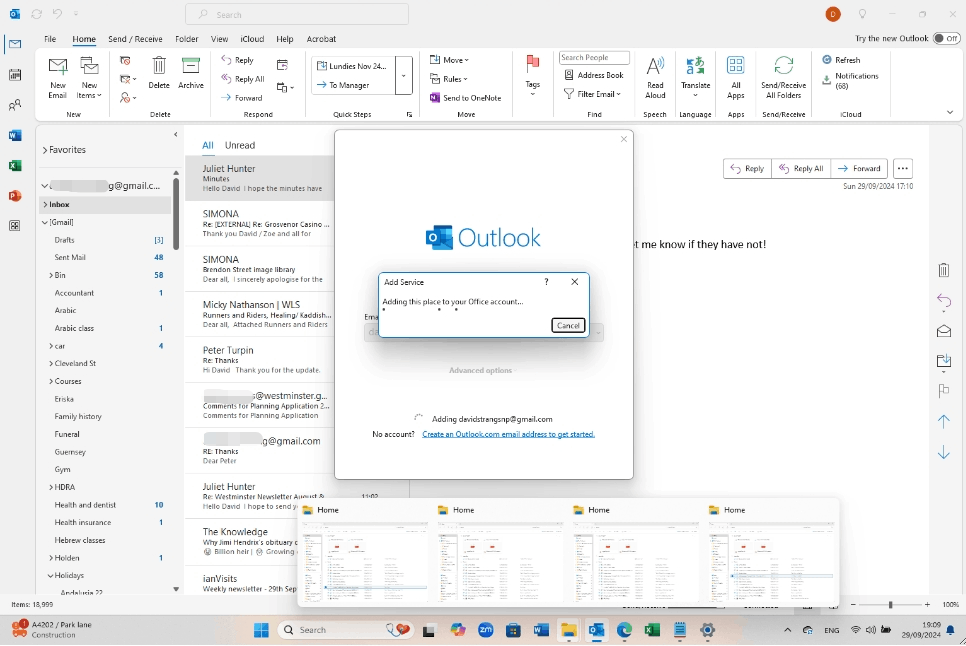 I am trying to add a new gmail account to Outlook but the system keeps ...