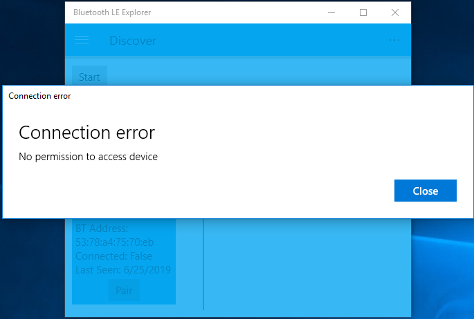 Failed to connection to unpaired bluetooth LE device - Microsoft Q&A