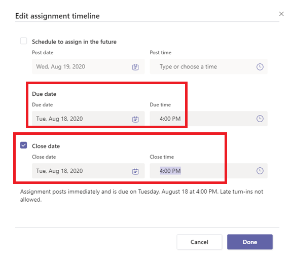 Assignments late turn ins - Microsoft Q&A