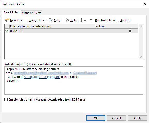 Outlook rules not acting as expected - Microsoft Q&A
