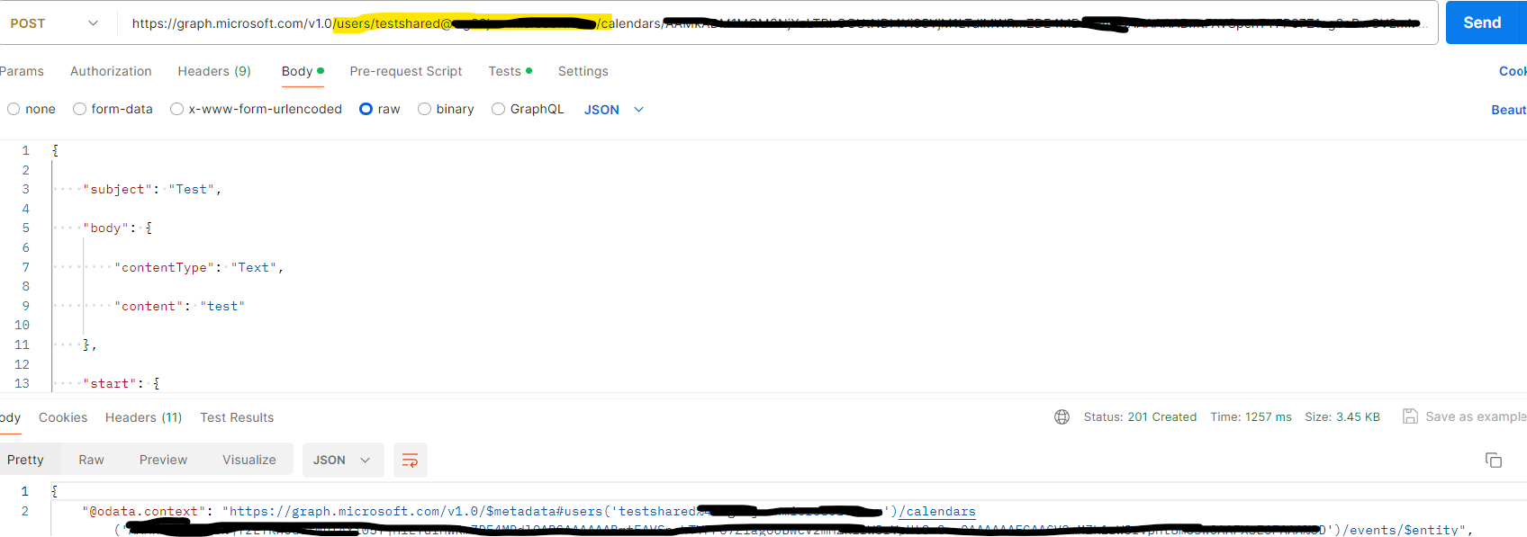Microsoft Graph API Outlook Post not possible - Microsoft Q&A