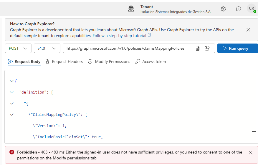 Crear Mapping Policy con Microsoft Graph - Microsoft Q&A