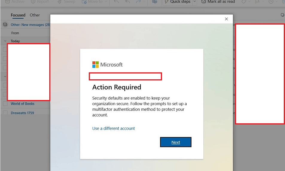 I cannot connect to my account - repeatedly prompted for 'Action ...