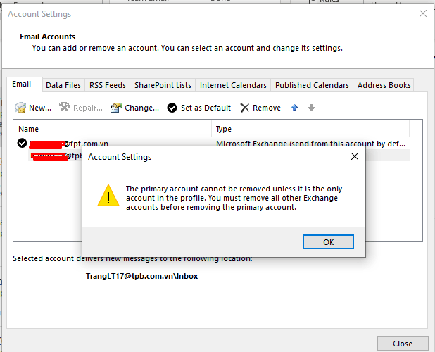 How to remove primary account in outlook 365 - Microsoft Q&A