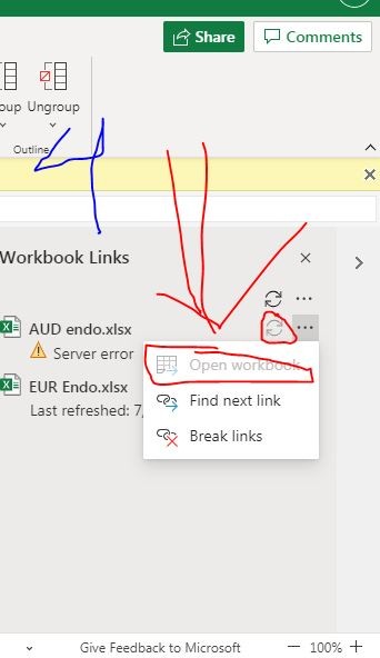 Server Error when linking Excel Workbooks. - Microsoft Q&A