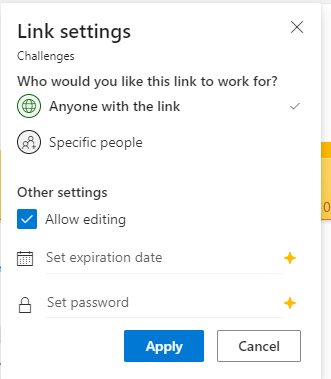 Sharing an Excel ss from onedrive for collaboration using the link ...