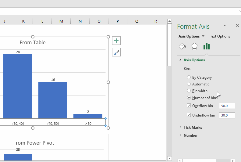 Cannot define histogram bin width or amount of bins - Microsoft Q&A