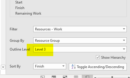 MS Project Resource Report Level 3 Outline Level - Microsoft Q&A