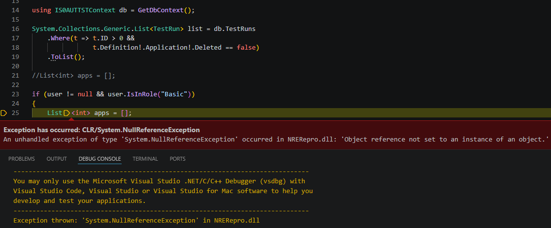 Debug console