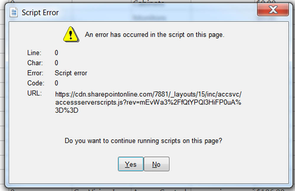 MS Access 2013 web app script error - Microsoft Q&A