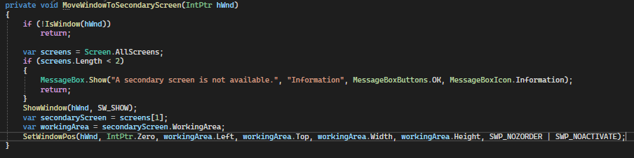 Not Working SetWindowPos for 