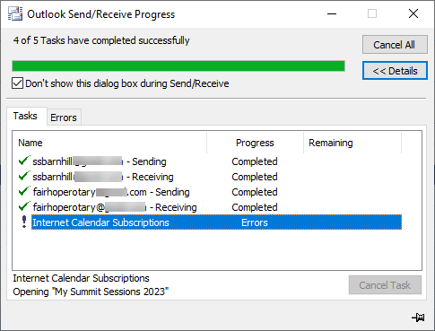 Send/receive error with 