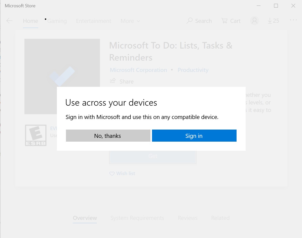 MS Store always ask to sign in, but i already sign in with Work account ...