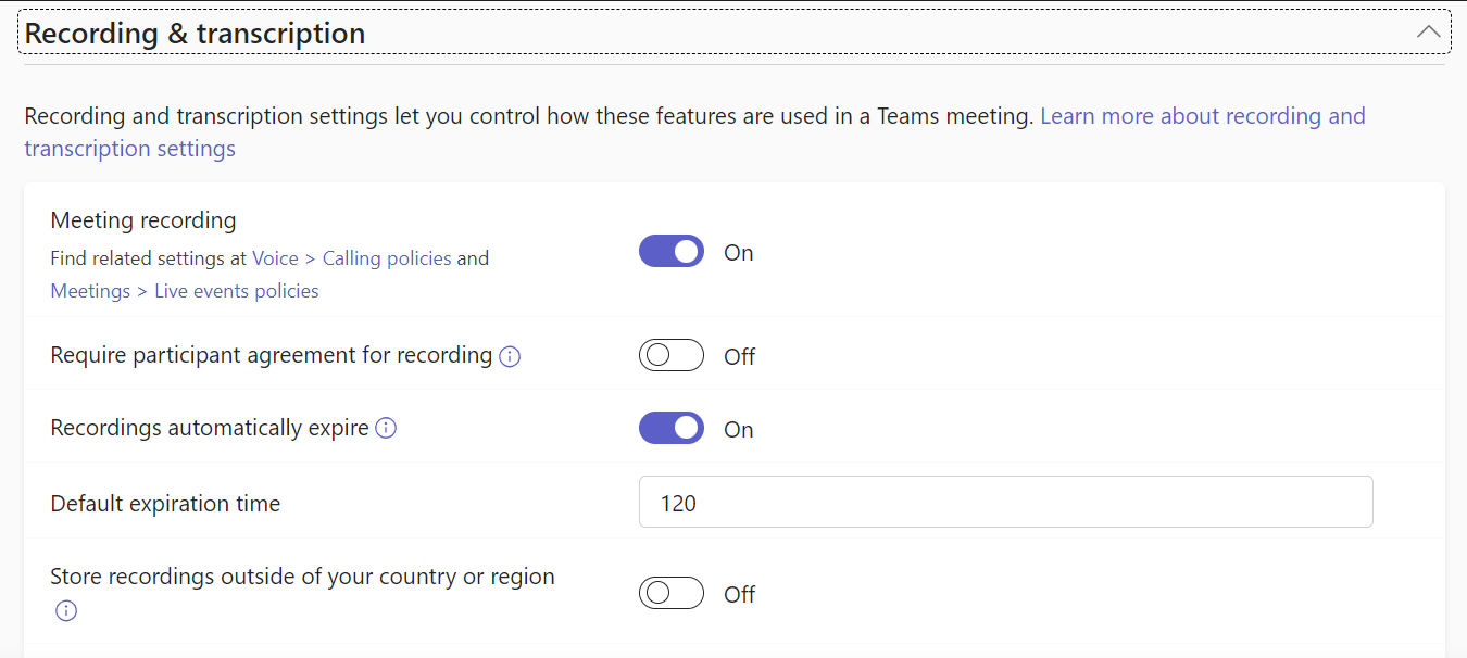 Microsoft teams recordings expiring after 120 days - Microsoft Q&A