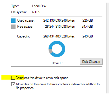 SQL Server install fails because it thinks my drive is compressed ...
