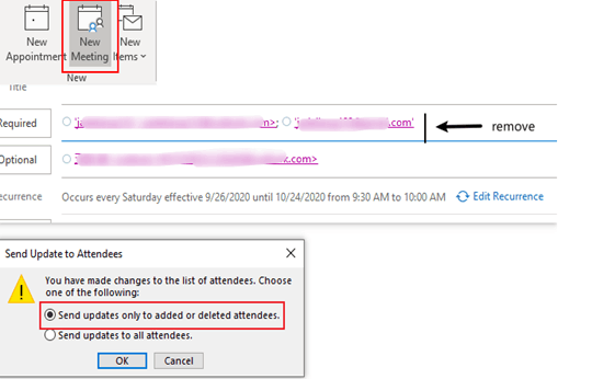 Want to send calendar meeting updates to added attendees only ...