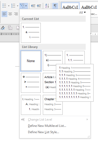 Numbering of section and sub-section headings is out of order in word ...