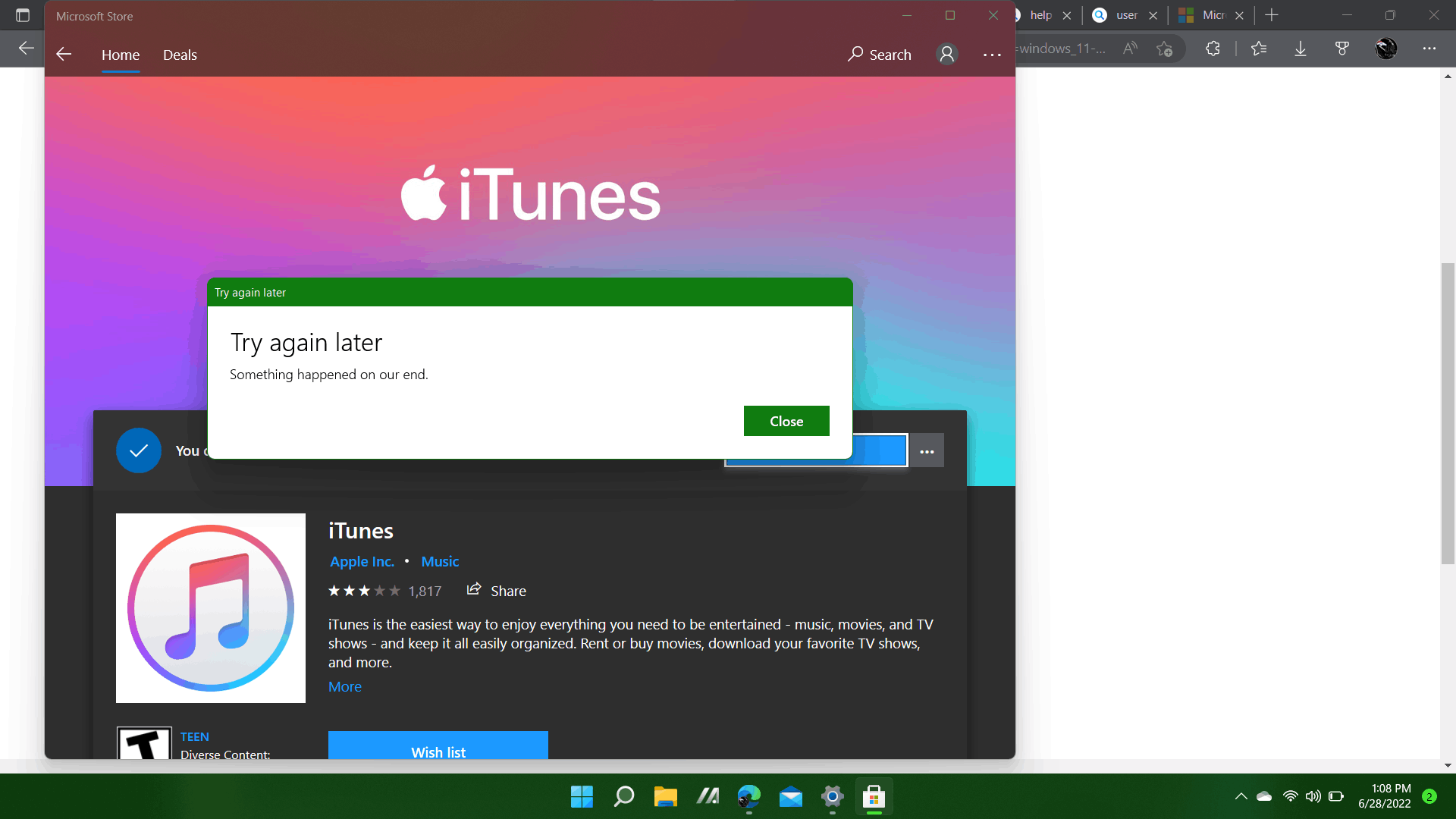 windows 11 Microsoft store error message when installing an app ...