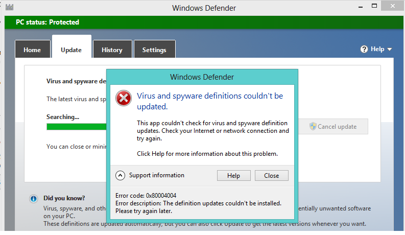 Update Windows defender ไม่ได้ ขึ้น Error code : 0x80004004 - คำถาม ...