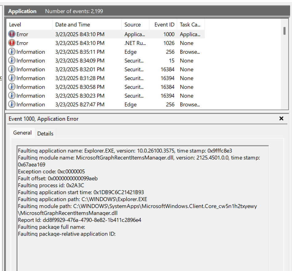 Build 26120.3576, File explorer crashes with Exception code 0xc0000005 ...