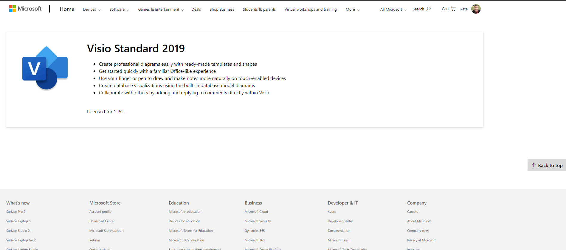 How do I purchase Visio Standard 2019 on a personal account ...