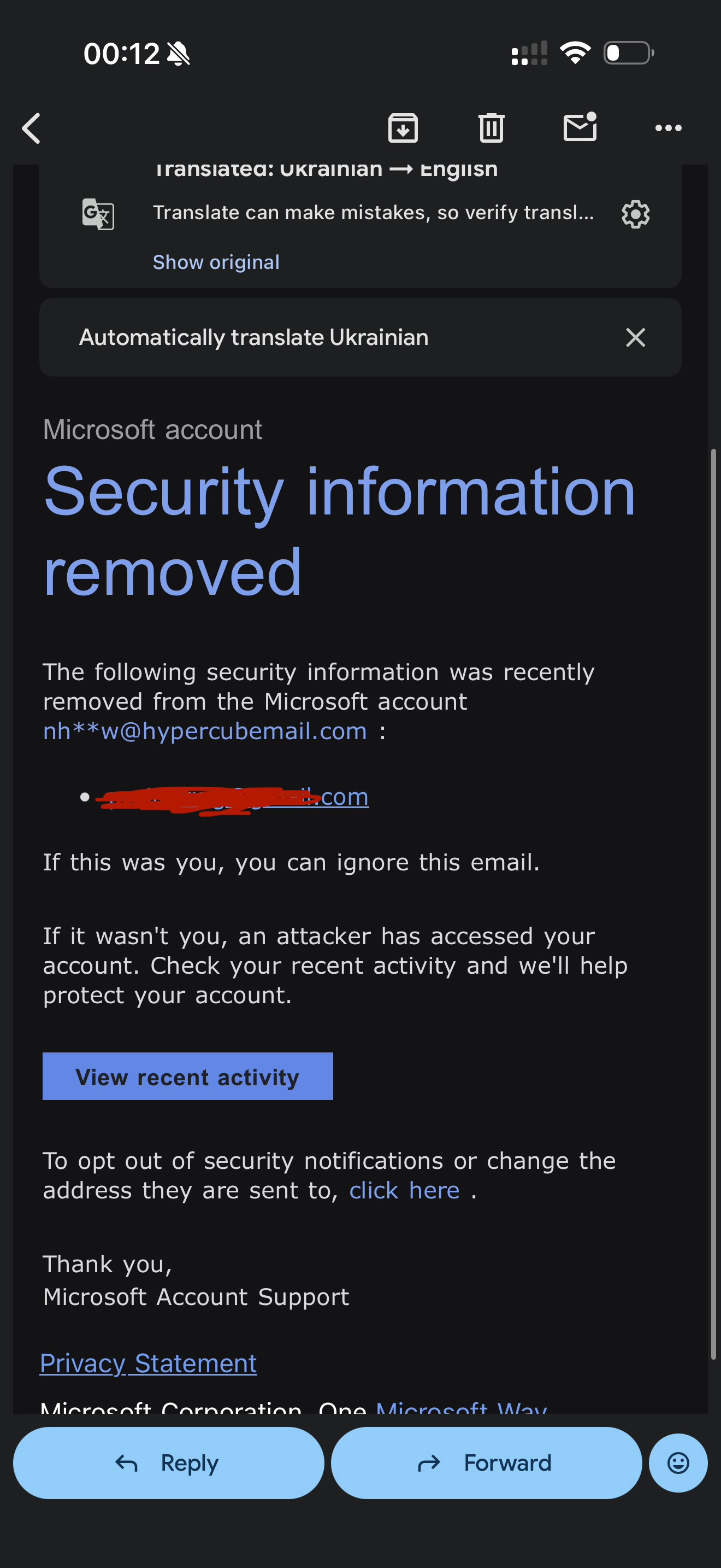 Microsoft account got hacked, still have access to it but every time ...