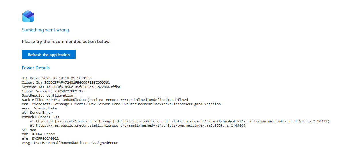 Can not log in to my Outlook-error message. - Microsoft Q&A