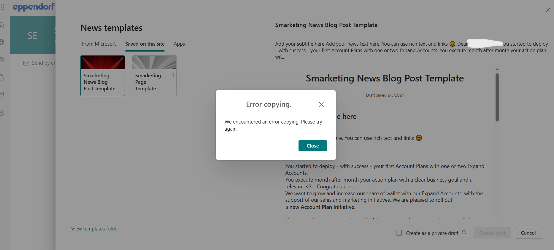 Sharepoint site owners and members cannot create a News Post ...