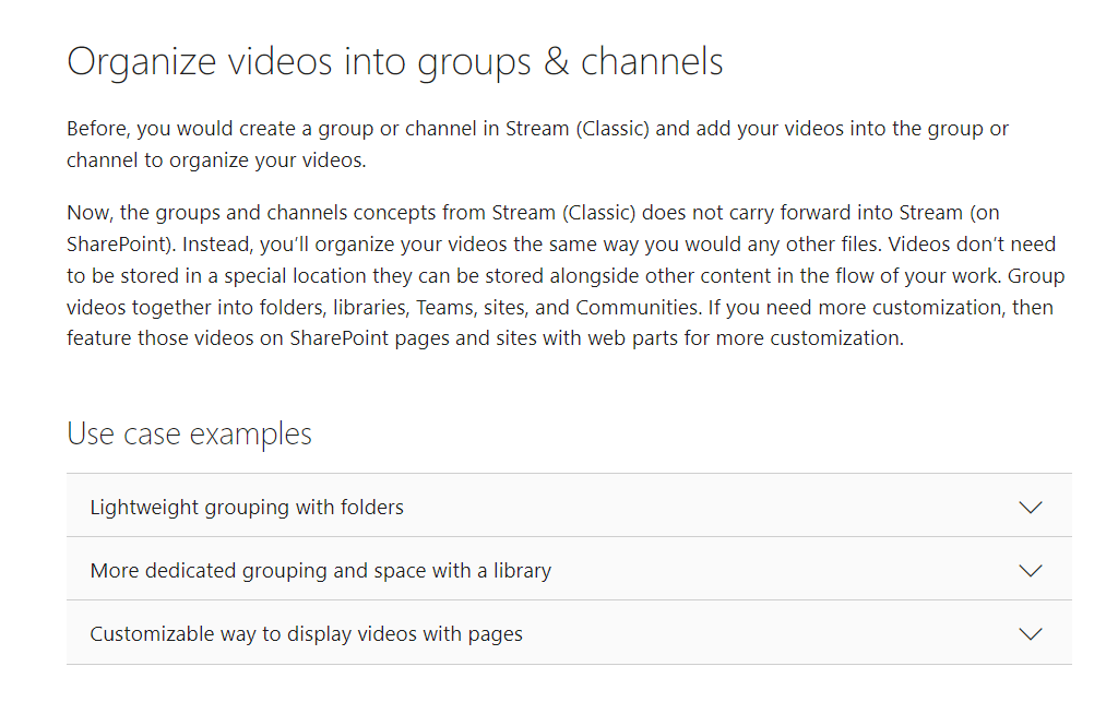 What are Microsoft doing now with Stream channels? - Microsoft Q&A