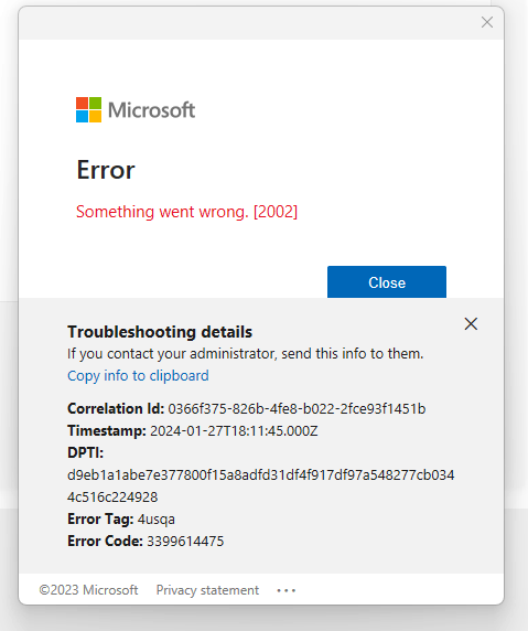 When I open Outlook an error box pops up, I must hit close before