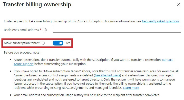 qna transfer billing ownership